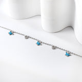 3 small blue crowns + 2 cylindrical white diamond accessory bracelet 17+3cm