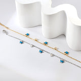 3 small blue crowns + 2 cylindrical white diamond accessory bracelet 17+3cm