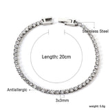 White & Black Diamonds 4-Claw Round Diamonds Soft Bracelet 20cm Steel