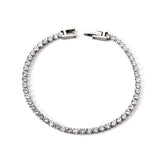 White & Black Diamonds 4-Claw Round Diamonds Soft Bracelet 20cm Steel