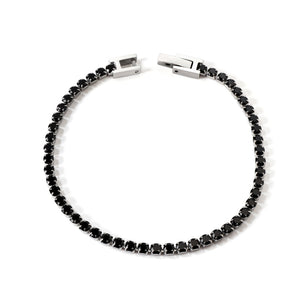 White & Black Diamonds 4-Claw Round Diamonds Soft Bracelet 20cm Steel