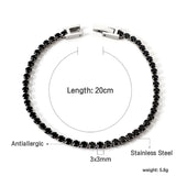 White & Black Diamonds 4-Claw Round Diamonds Soft Bracelet 20cm Steel