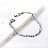 White & Black Diamonds 4-Claw Round Diamonds Soft Bracelet 20cm Steel