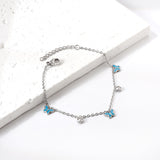 3 Butterfly Purple & Blue Drip Oil + 2 Cylindrical White Diamonds Accessories Bracelet 17+3cm