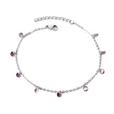 9 Pink & Purple Diamonds & Mixed Color Diamonds Bracelet 17+3cm