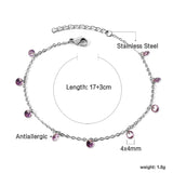 9 Pink & Purple Diamonds & Mixed Color Diamonds Bracelet 17+3cm