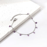 9 Pink & Purple Diamonds & Mixed Color Diamonds Bracelet 17+3cm