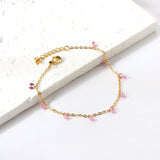 9 Pink & Purple Diamonds & Mixed Color Diamonds Bracelet 17+3cm