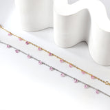 9 Pink & Purple Diamonds & Mixed Color Diamonds Bracelet 17+3cm