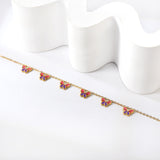 6 Mixed Color Butterfly Accessory Anklets 20+5cm Gold Steel