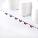 6 Mixed Color Butterfly Accessory Anklets 20+5cm Gold Steel