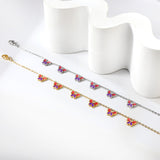 6 Mixed Color Butterfly Accessory Anklets 20+5cm Gold Steel