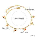 6 Mixed Color Dragonfly Accessories Anklet 20+5cm Gold Steel