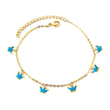 6 Blue Drip Crown Accessories Anklet 20+5cm Steel Golden