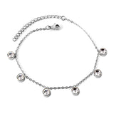 6 white & rose diamonds anklet 20+5cm steel color gold color