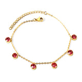 6 white & rose diamonds anklet 20+5cm steel color gold color