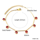 6 white & rose diamonds anklet 20+5cm steel color gold color