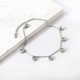 6 white & rose diamonds anklet 20+5cm steel color gold color