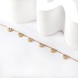 6 white & rose diamonds anklet 20+5cm steel color gold color