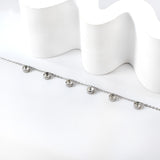 6 white & rose diamonds anklet 20+5cm steel color gold color