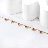 6 white & rose diamonds anklet 20+5cm steel color gold color