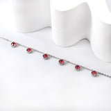 6 white & rose diamonds anklet 20+5cm steel color gold color