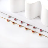 6 white & rose diamonds anklet 20+5cm steel color gold color