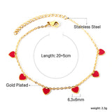 6 Black Drip & Red Drip & Purple Drip & Crimson Drip Heart Accessory Anklet 20+5cm Steel Color Gold Color