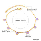 6 Black Drip & Red Drip & Purple Drip & Crimson Drip Heart Accessory Anklet 20+5cm Steel Color Gold Color