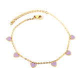 6 Black Drip & Red Drip & Purple Drip & Crimson Drip Heart Accessory Anklet 20+5cm Steel Color Gold Color