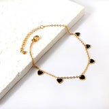 6 Black Drip & Red Drip & Purple Drip & Crimson Drip Heart Accessory Anklet 20+5cm Steel Color Gold Color