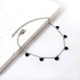 6 Black Drip & Red Drip & Purple Drip & Crimson Drip Heart Accessory Anklet 20+5cm Steel Color Gold Color