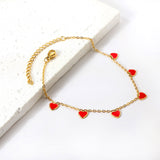 6 Black Drip & Red Drip & Purple Drip & Crimson Drip Heart Accessory Anklet 20+5cm Steel Color Gold Color