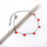 6 Black Drip & Red Drip & Purple Drip & Crimson Drip Heart Accessory Anklet 20+5cm Steel Color Gold Color