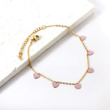 6 Black Drip & Red Drip & Purple Drip & Crimson Drip Heart Accessory Anklet 20+5cm Steel Color Gold Color