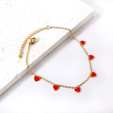 6 Black Drip & Red Drip & Purple Drip & Crimson Drip Heart Accessory Anklet 20+5cm Steel Color Gold Color