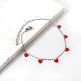 6 Black Drip & Red Drip & Purple Drip & Crimson Drip Heart Accessory Anklet 20+5cm Steel Color Gold Color