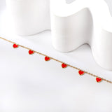 6 Black Drip & Red Drip & Purple Drip & Crimson Drip Heart Accessory Anklet 20+5cm Steel Color Gold Color