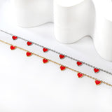 6 Black Drip & Red Drip & Purple Drip & Crimson Drip Heart Accessory Anklet 20+5cm Steel Color Gold Color