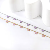 6 Black Drip & Red Drip & Purple Drip & Crimson Drip Heart Accessory Anklet 20+5cm Steel Color Gold Color