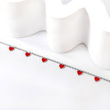 6 Black Drip & Red Drip & Purple Drip & Crimson Drip Heart Accessory Anklet 20+5cm Steel Color Gold Color