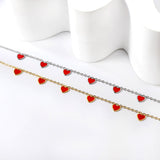 6 Black Drip & Red Drip & Purple Drip & Crimson Drip Heart Accessory Anklet 20+5cm Steel Color Gold Color