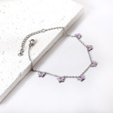 6 Purple & Blue Butterfly Butterfly Anklet 20+5cm Steel Gold