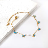 6 Purple & Blue Butterfly Butterfly Anklet 20+5cm Steel Gold