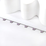 6 Purple & Blue Butterfly Butterfly Anklet 20+5cm Steel Gold