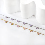 6 Purple & Blue Butterfly Butterfly Anklet 20+5cm Steel Gold