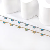 6 Purple & Blue Butterfly Butterfly Anklet 20+5cm Steel Gold