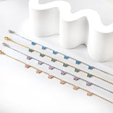 6 Purple & Blue Butterfly Butterfly Anklet 20+5cm Steel Gold