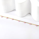 9 white & purple & pink & mixed diamonds anklet 20+5cm steel color gold color