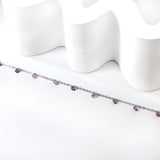 9 white & purple & pink & mixed diamonds anklet 20+5cm steel color gold color